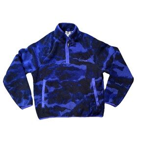 H09072 XS Adidas Originals Adventure Polar Fleece AOP Half-Zip Sweatshirt Blue